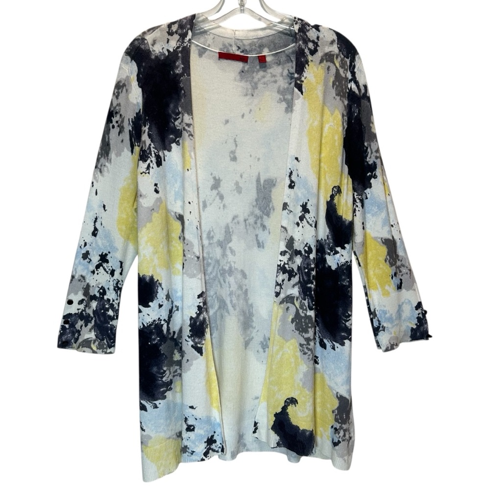 Abstract Art-to-Wear Open Long Line Lightweight Cardigan - Large